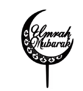 Umrah Mubarak Cake Topper - Black Moon