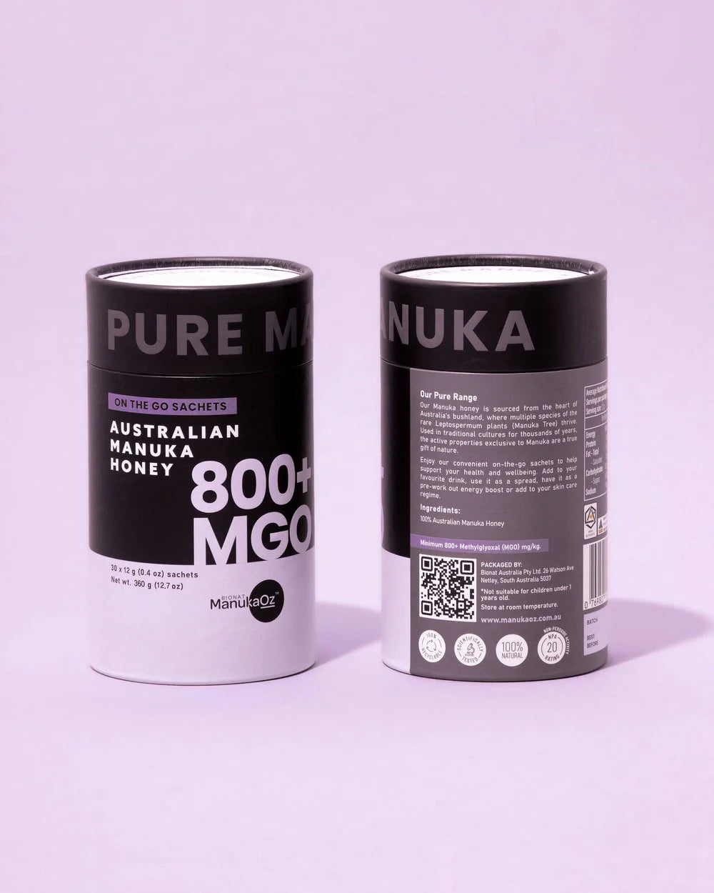 Australian Manuka Honey On the Go Sachets (Pure Manuka 800+ MGO) By Bionat ManukaOz