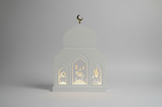Mosque With Gold Crescent And Acrylic Domes