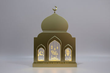 Mosque With Gold Crescent And Acrylic Domes