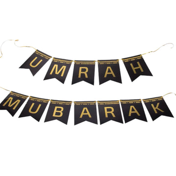 Umrah Mubarak Banner - Black - Large
